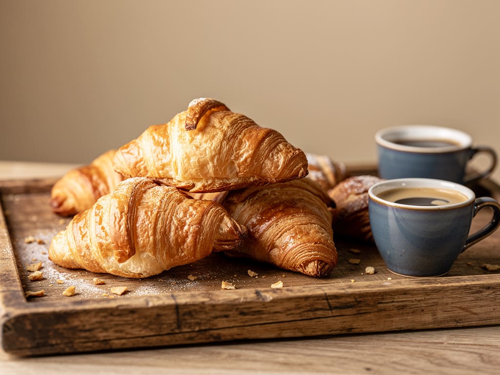 Vassoio di lievitati artigianali e caffè pronto per un catering